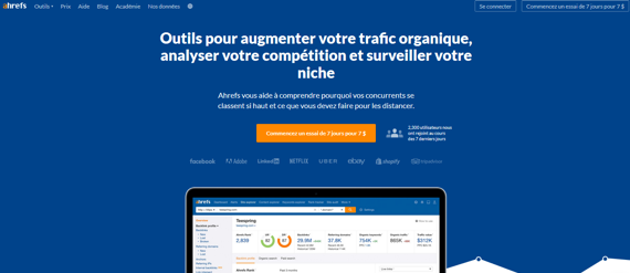 Capture d'écran de Ahrefs