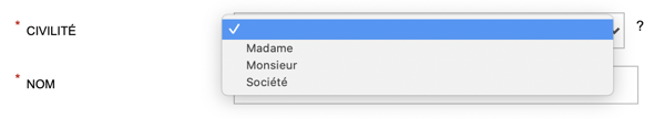exemple - liste déroulante - 3 options