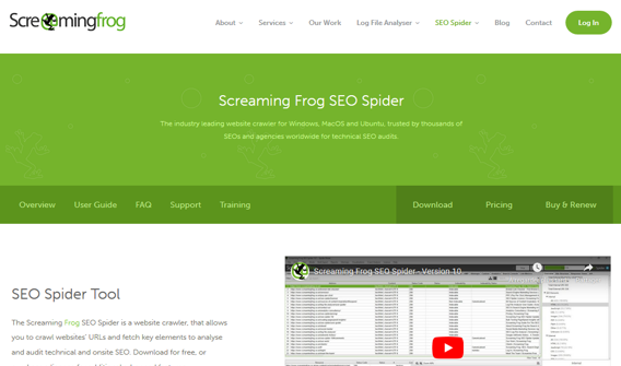 Capture d'écran de Screaming Frog