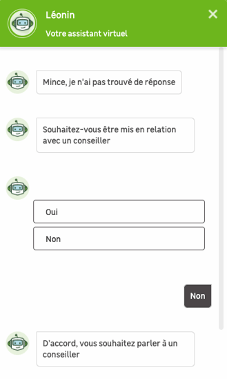 chatbot - je nai pas trouvé de réponse