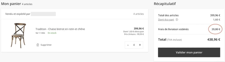 exemple de frais de port élevés en e-commerce
