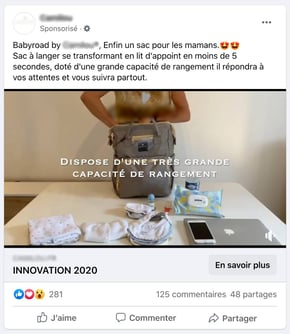 exemple dropshpping - publicité Facebook