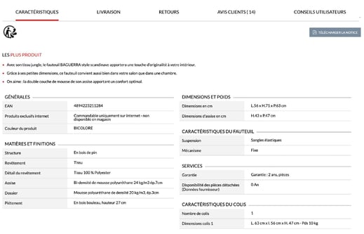 exemple fiche produit but - caractéristiques détaillées du produit
