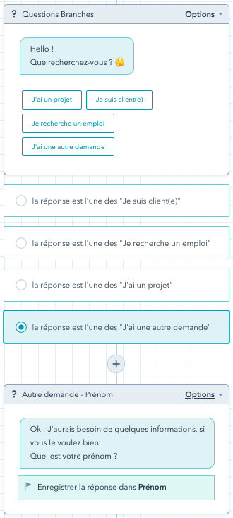 exemple paramétrage chatbot