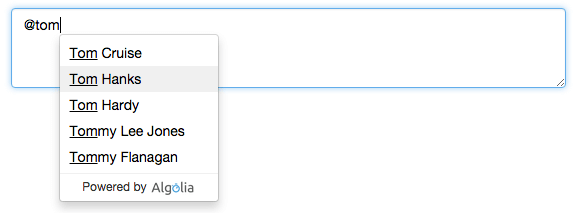Algolia permet l'autocomplétion