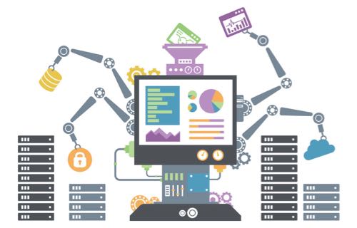 Illustration d'un big data qui collecte des données dans différentes sources