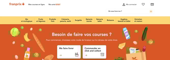 menu de navigation horizontal franprix