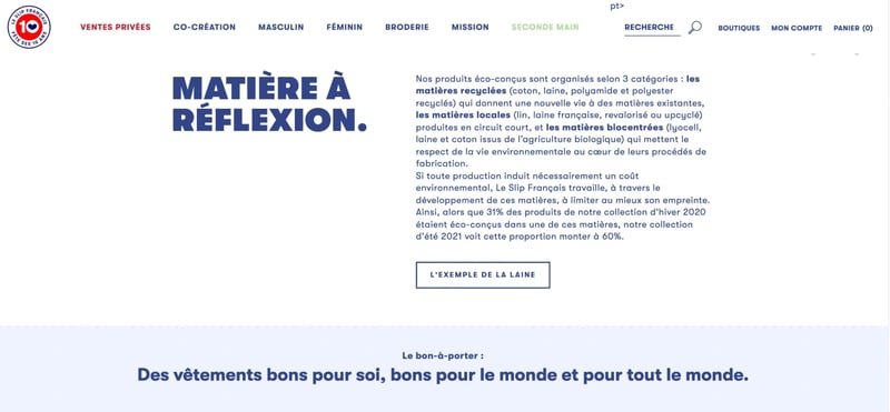 site e-commerce Le Slip Français - démarche RSE