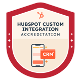 Badge certifiant qu'Adimeo développe des connecteurs vers HubSpot