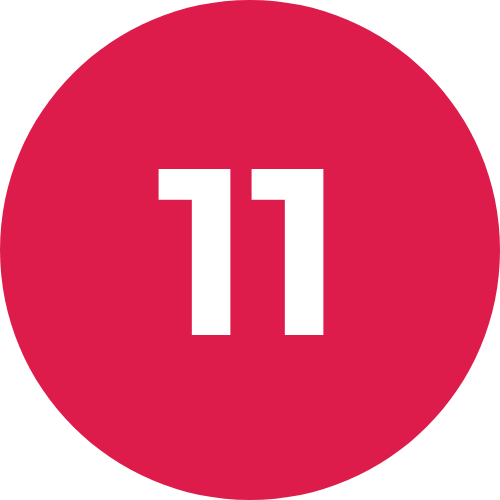 Chiffre 11 dans un cercle rouge