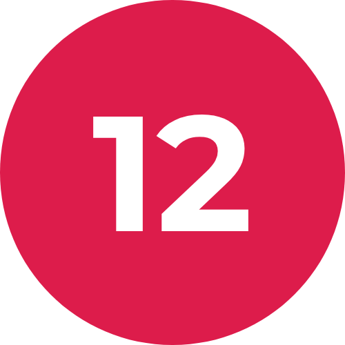 Chiffre 12 dans un cercle rouge