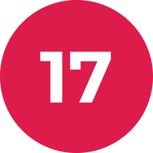 Chiffre 17 dans un cercle rouge
