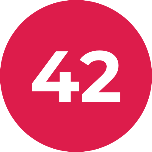 Chiffre 42 dans un cercle rouge