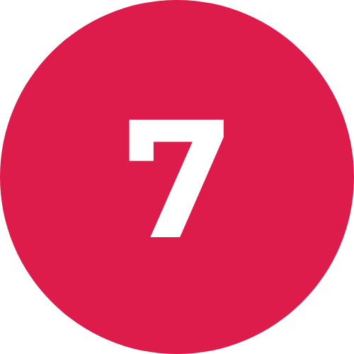 Chiffre 7 dans un cercle rouge