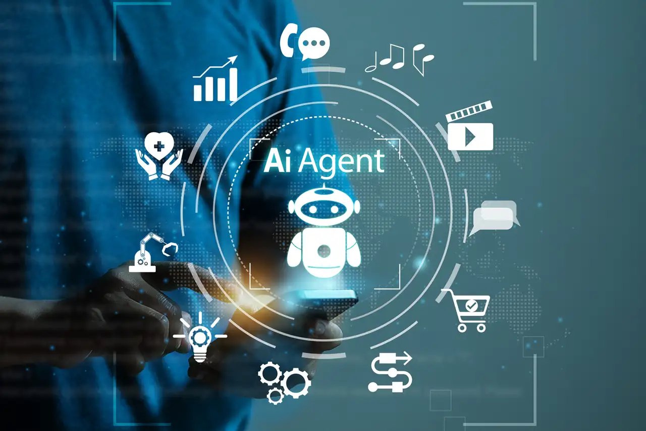 Un professionnel utilise son smartphone avec un assistant IA pour effectuer des tâches adaptées à ses objectifs, telles que le travail, l’éducation, le ecommerce, l’analyse de données, la création de contenu, les processus de paie, etc.