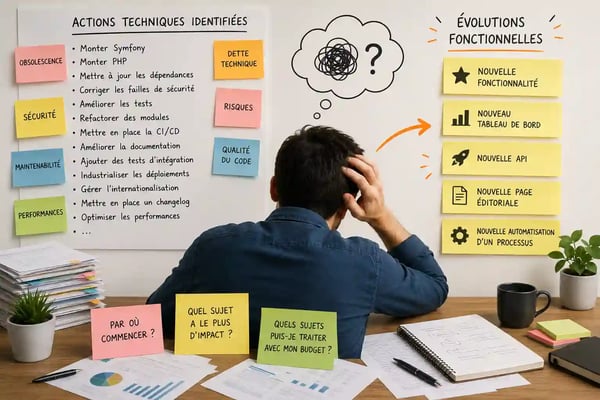 Figure 1 : Sans méthode de priorisation, la dette technique finit souvent par céder sa place aux demandes fonctionnelles