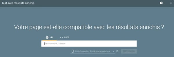 Capture d'écran de l’outil des résultats enrichis de Google