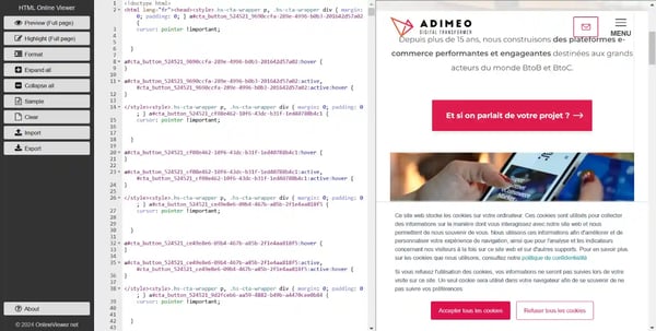Capture d'écran du résultat de la même recherche avec l'outil onlineviewer