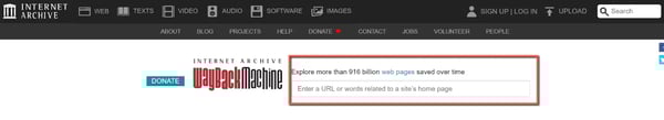 Capture d'écran de l'interface Web Archive