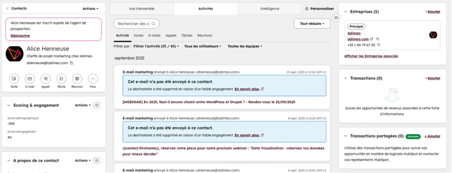 Capture d'écran de la nouvelle interface d'HubSpot