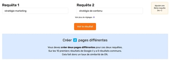 Capture d'écran du site 12pages avec la recherche "stratégie marketing" et "stratégie de contenu"