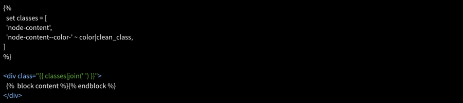 Capture d'écran du code pour créer le fichier node_content.twig