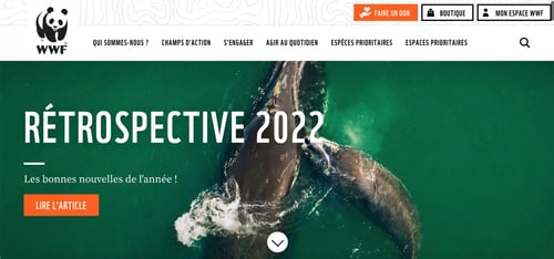 Capture d'écran du site WWF France réalisé sous Drupal