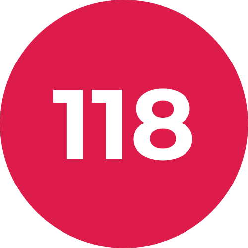 Chiffre 118 dans un cercle rouge