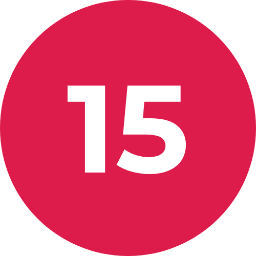 Chiffre 15 dans un cercle rouge