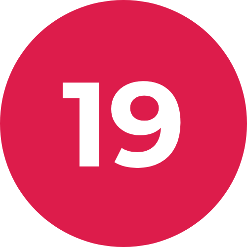 le nombre 19 sur un fond rouge
