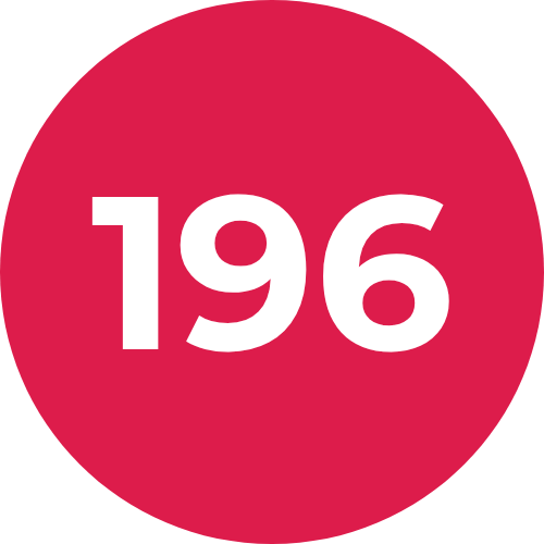 Le nombre 196 sur un fond rouge