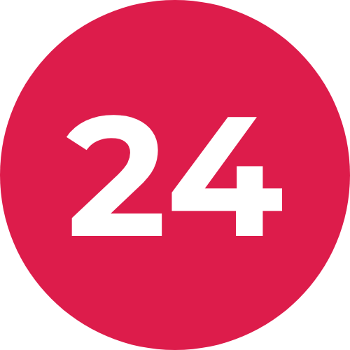 le nombre 24 sur un fond rouge