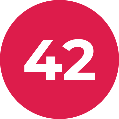 Le nombre 42 sur un fond rouge