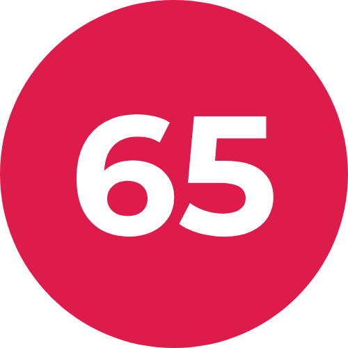 Chiffre 65 dans un cercle rouge