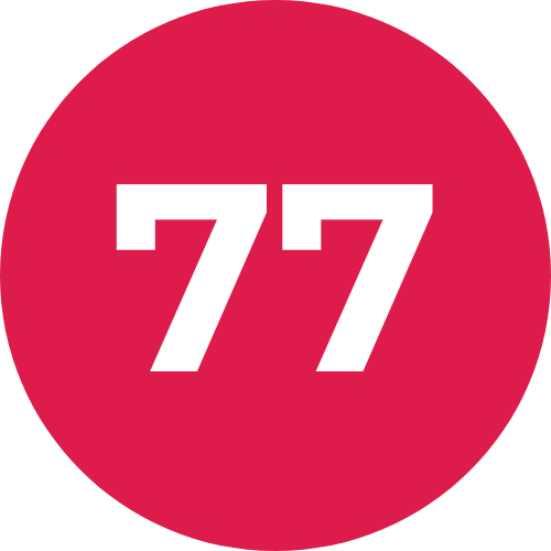 Le nombre 77 sur un fond de rouge