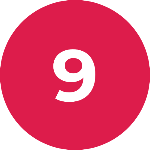 Le chiffre 9 sur un fond rouge