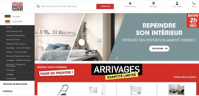 Menu site Brico Dépôt