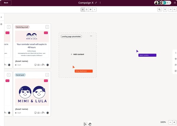 Capture d'écran de l'interface du module Marketing Studio de HubSpot
