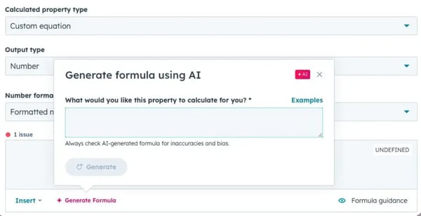 Capture d'écran du module de génération automatique de formules