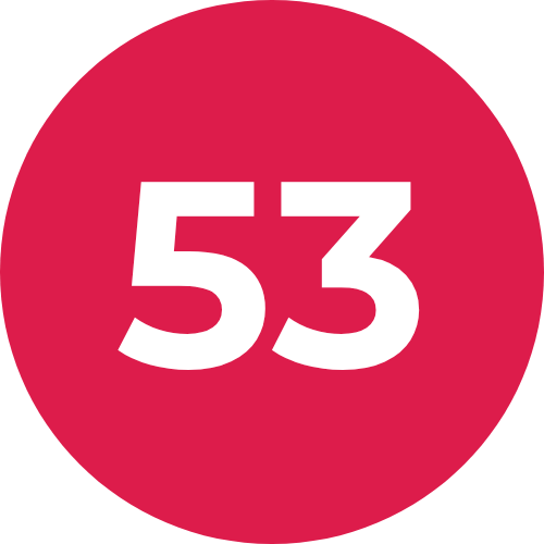 Le chiffre 53 dans une pastille rouge