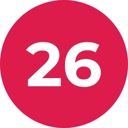 Picto avec le nombre 26 dans un cercle rouge