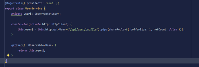 Service Angular partageant les données utilisateur avec RxJS et shareReplay
