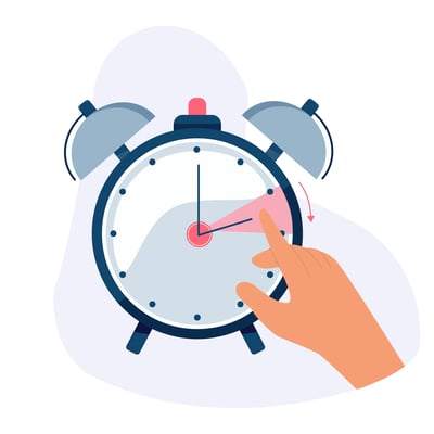 Sur cette illustration une horloge représente le rythme télétravail.
