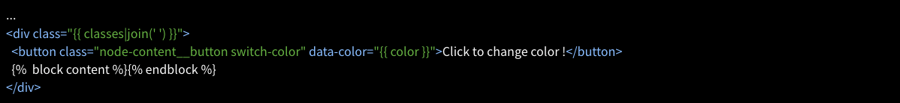 Capture d'écran du code pour ajouter un bouton à notre fichier node_content.twig