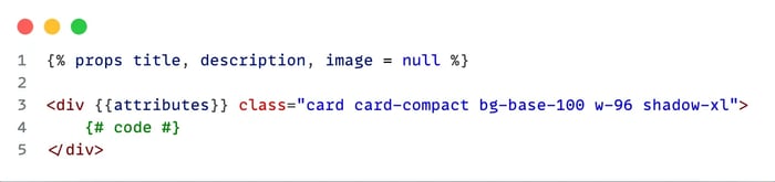 Extrait de composant Twig anonyme avec déclaration de props et structure HTML contenant une div stylisée
