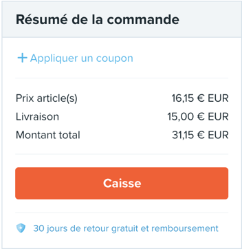 Frais de livraison aussi élevés que le prix des produits - Exemple de Wish