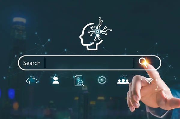 Illustration symbolisant l’intégration de l’intelligence artificielle dans les moteurs de recherche et l’évolution des pratiques SEO.