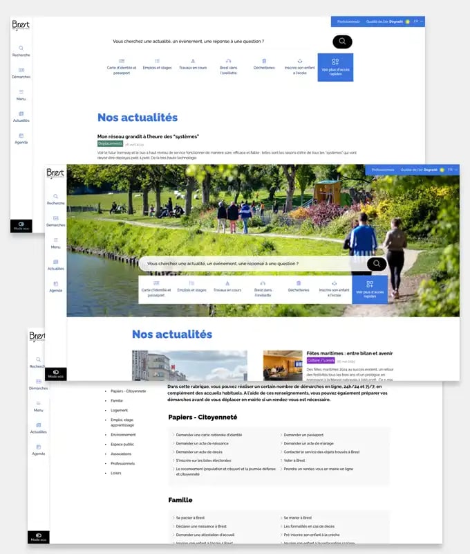 Captures d'écran du site internet de Brest Métropole