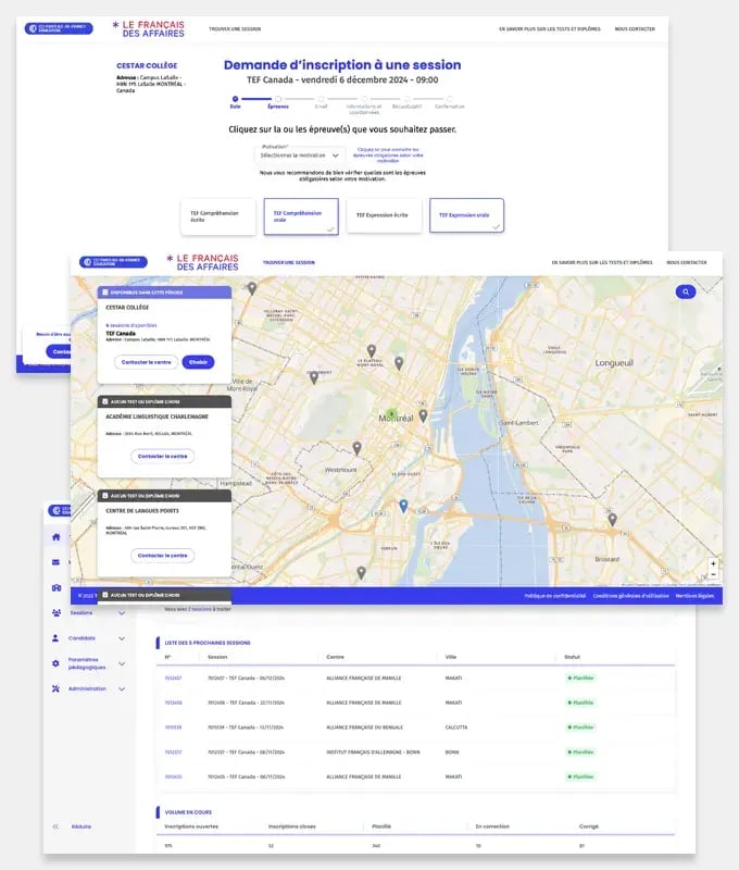 Capture d'écran de l'interface de recherche sur l'application du Français des affaires