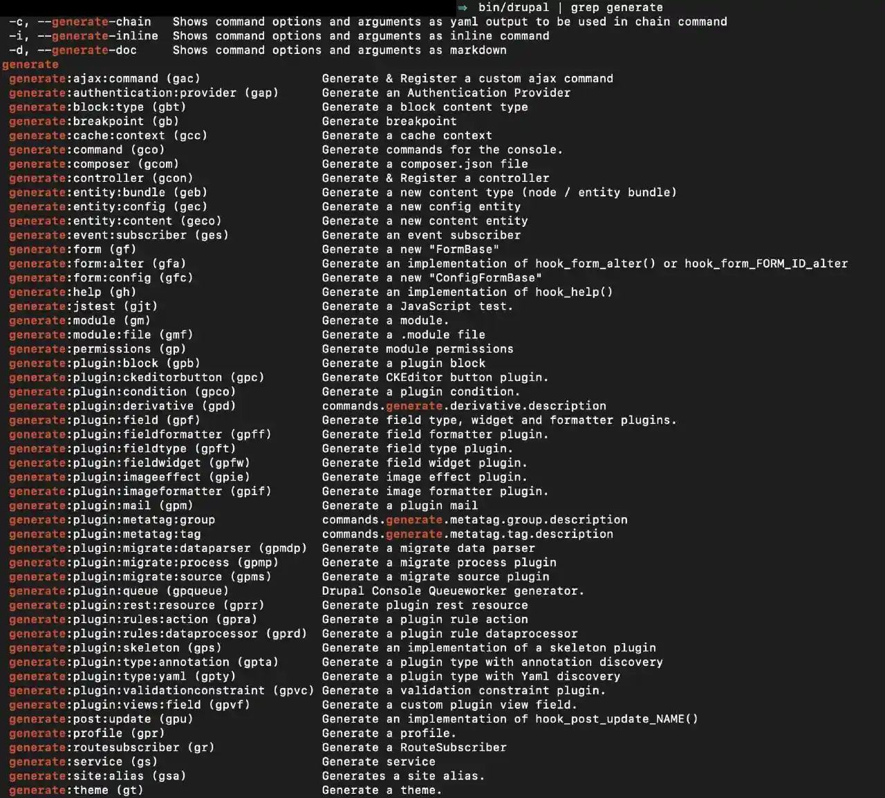 Commande Drupal
